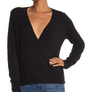 𝅺MADEWELL Bnwt Faux Wrap Front Black Cozy Sweater